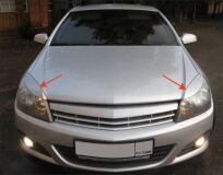 Реснички на фары узкие для Opel Astra H 2004-2011