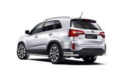 Защита заднего бампера двойная угловая Ø63/51мм (НПС) KIA Sorento с 2014