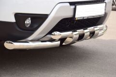 Защита переднего бампера двойная с зубьями 63/63мм (НПС) RENAULT Duster 2012-