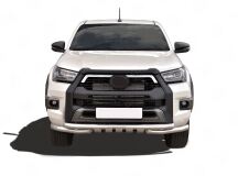 Защита переднего бампера d63 секции-d63 уголки+клыки для Toyota Hilux Black Onyx 2020-