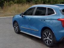 Пороги труба d63 (вариант 2) для Haval Jolion 1.5 2WD 2021- 