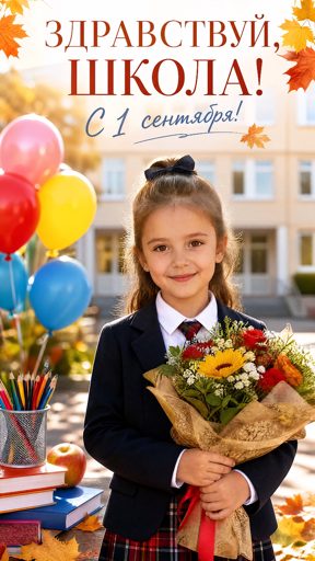 Девочка С цветами - Открытка