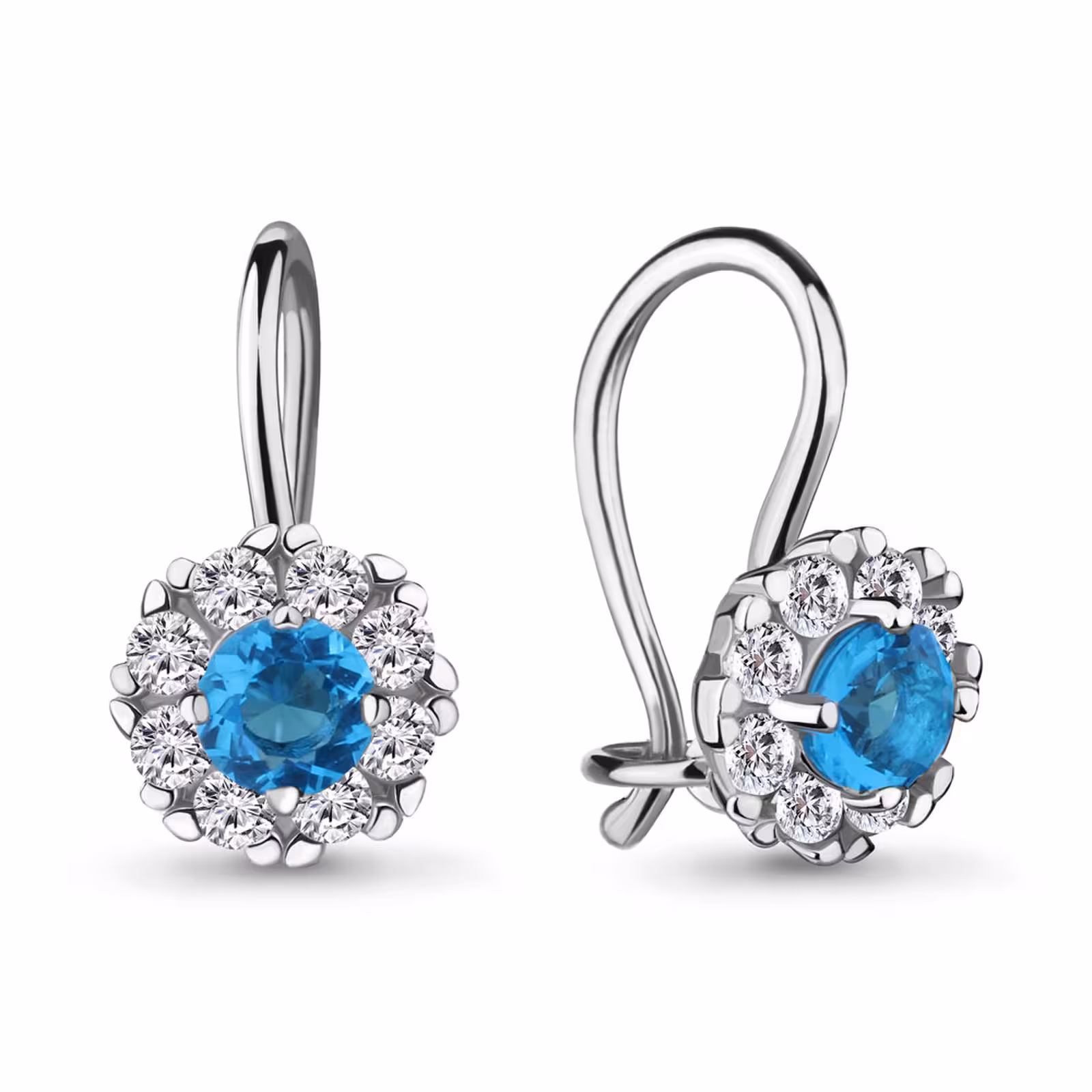 Серьги детские из серебра с фианитами