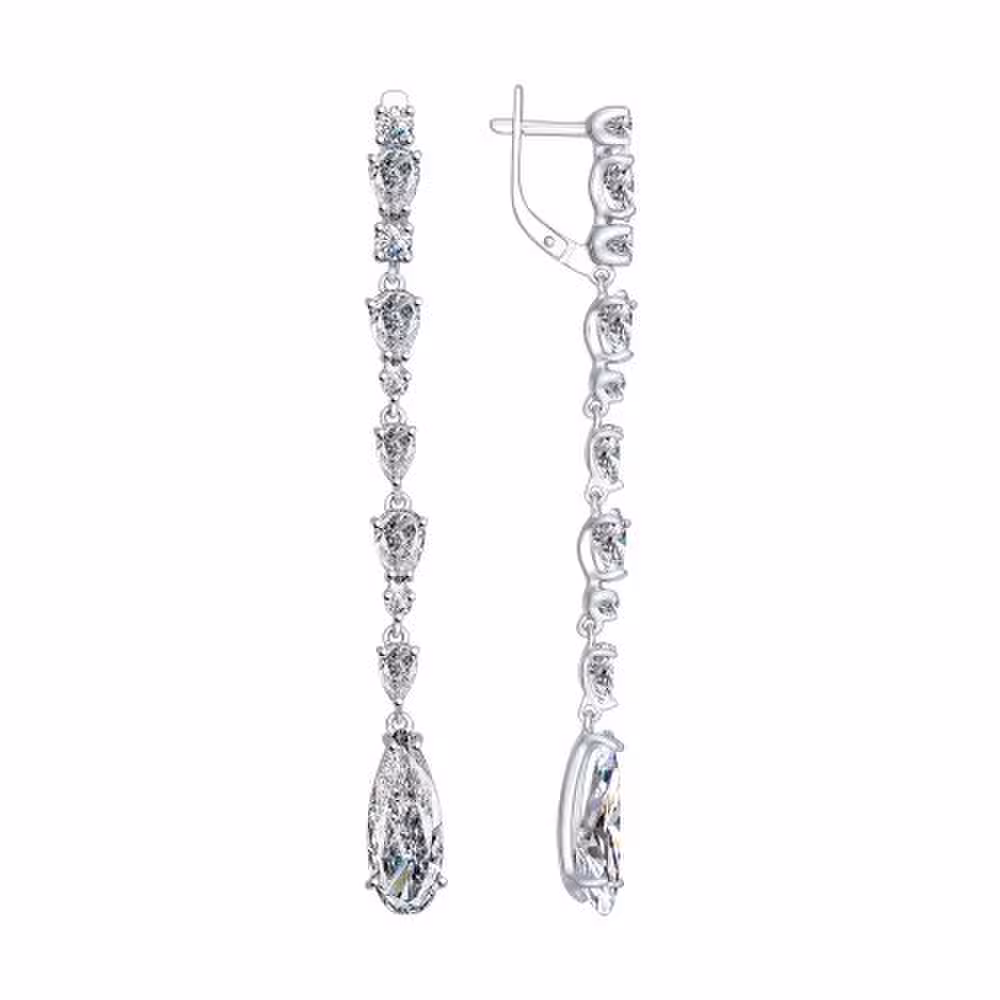 Серьги из серебра с фианитами