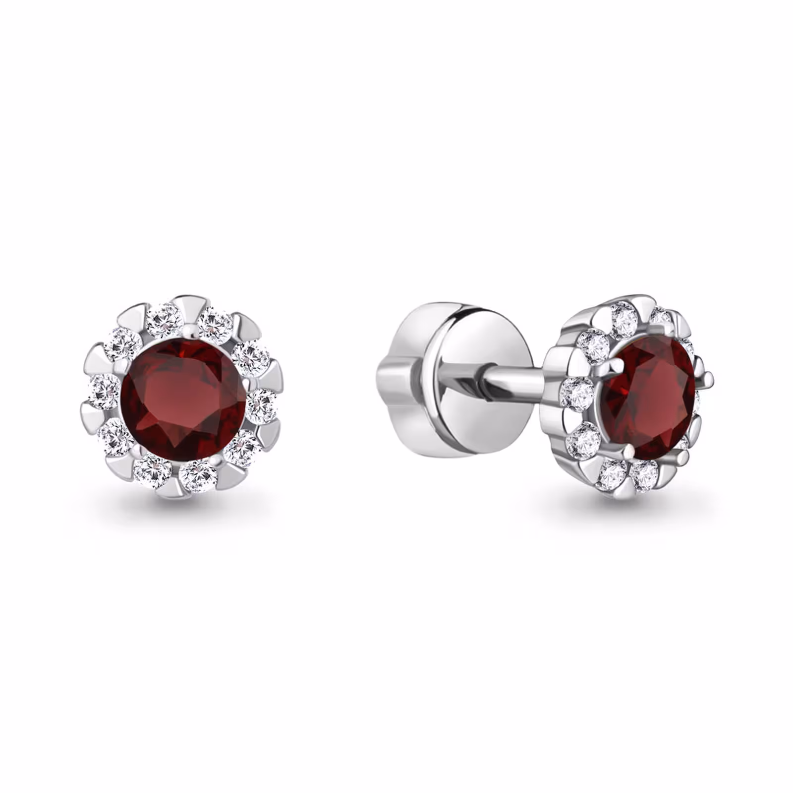 Серьги из серебра с гранатами и фианитами