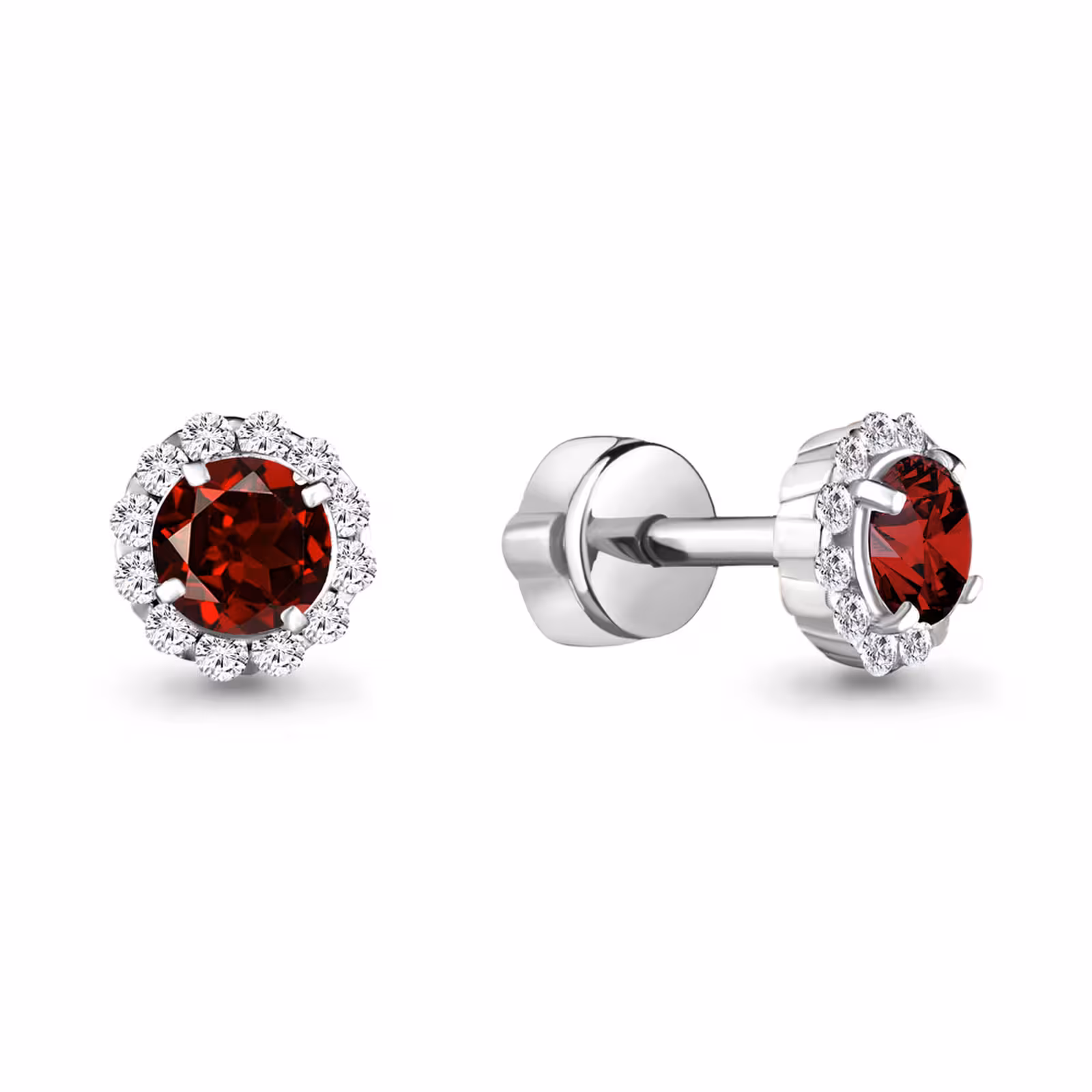 Серьги из серебра с гранатами и фианитами