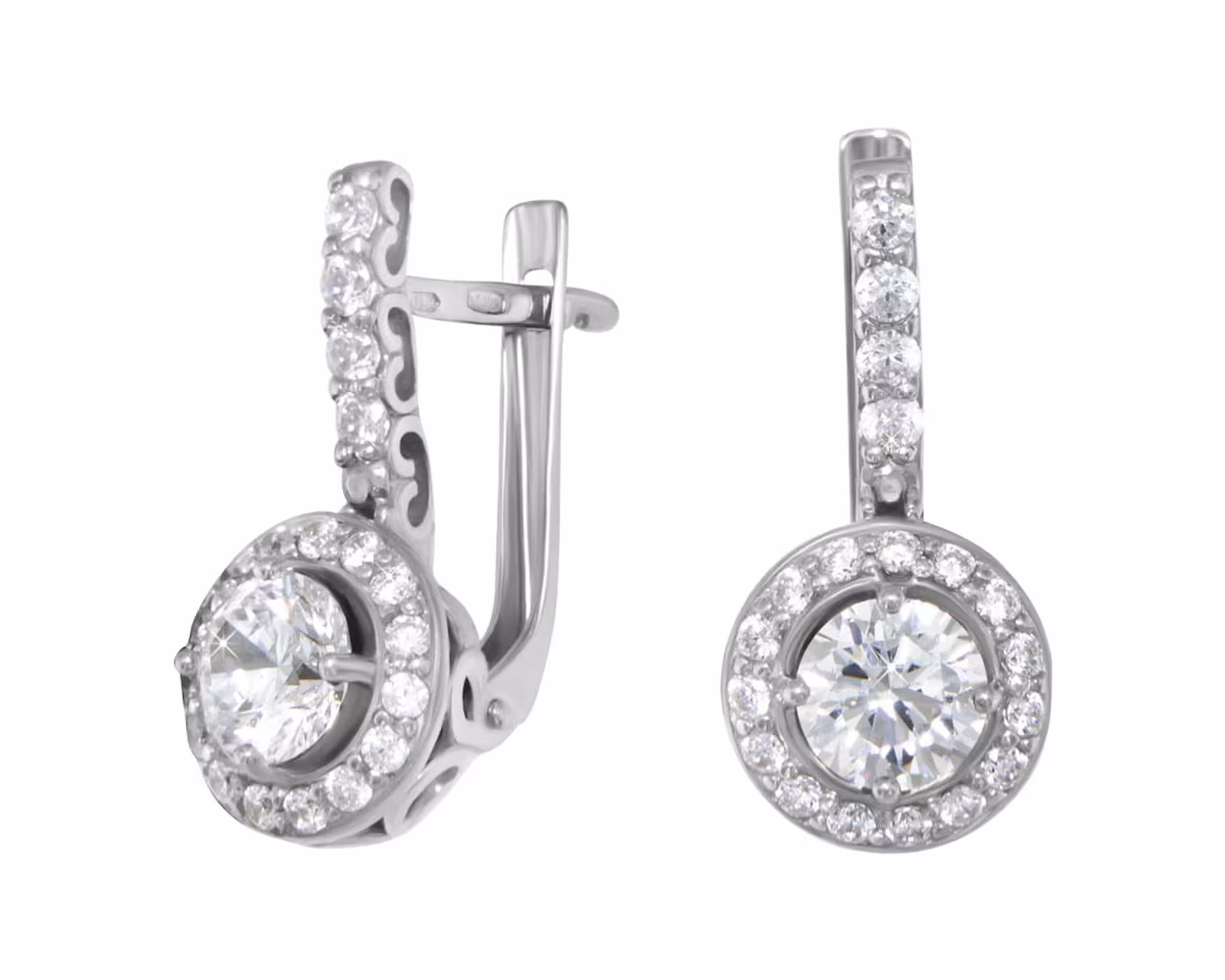 Серьги из серебра с фианитами