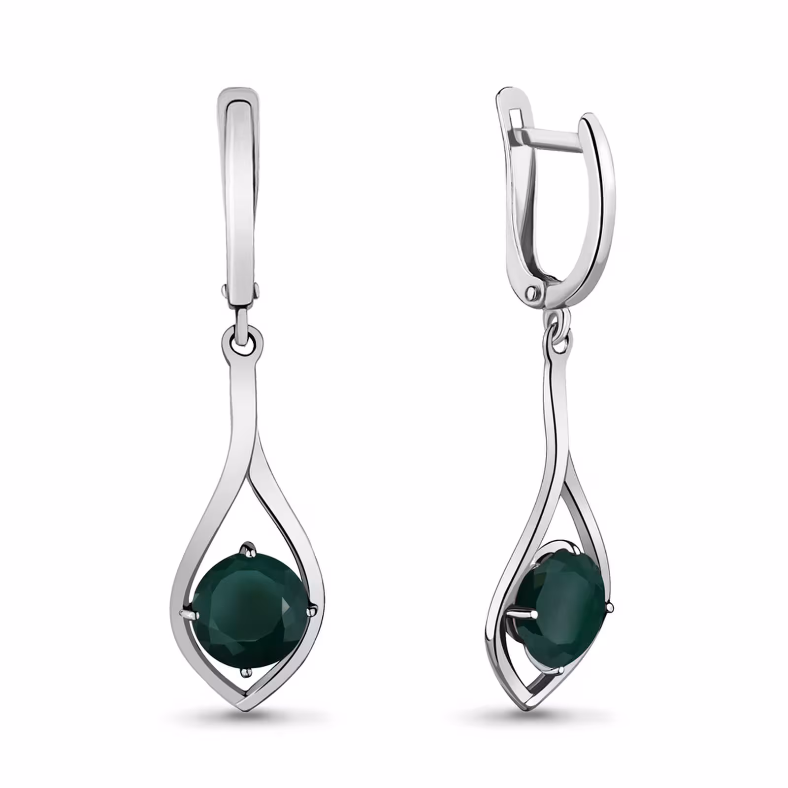 Серьги из серебра с агатами и фианитами