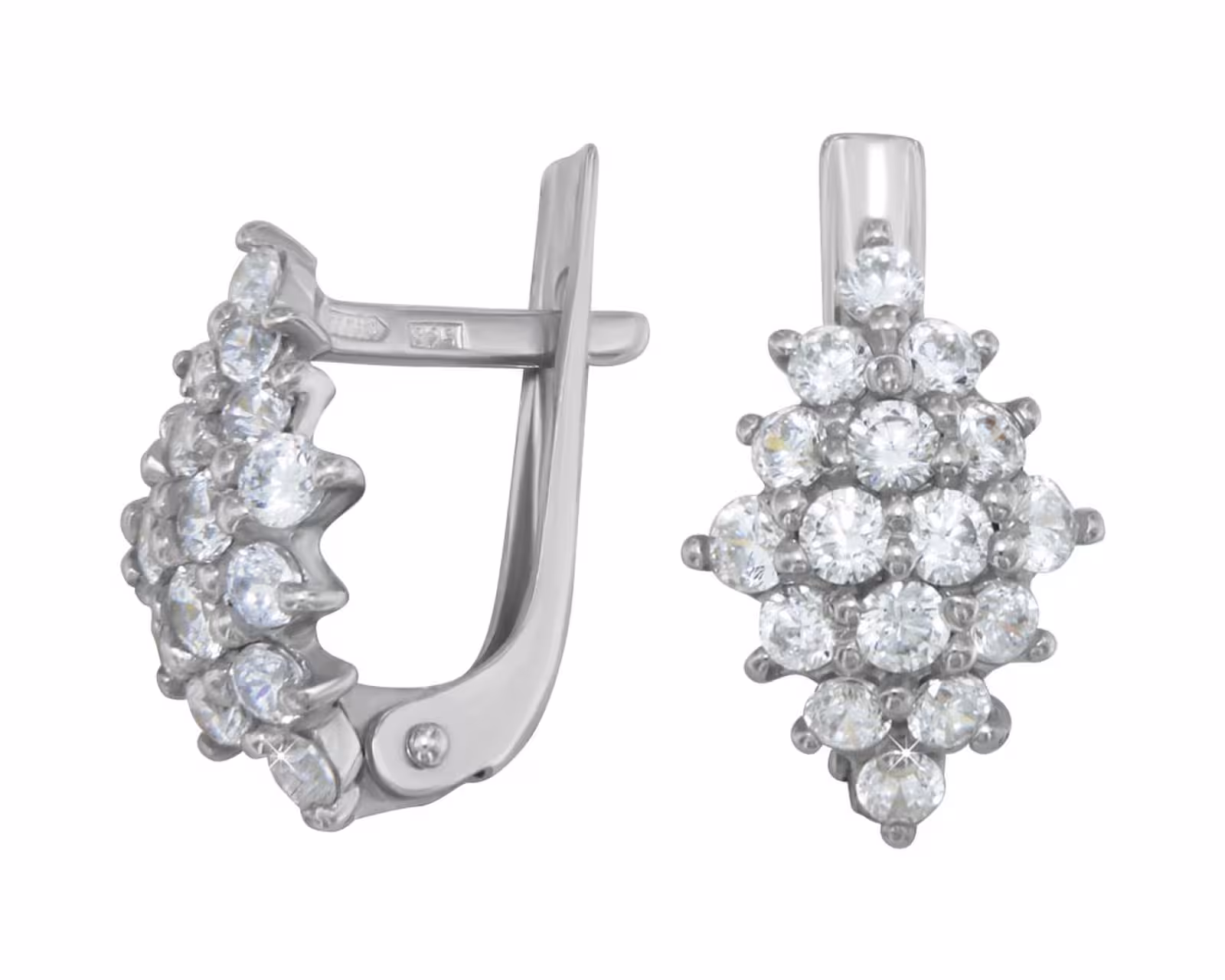 Серьги из серебра с фианитами