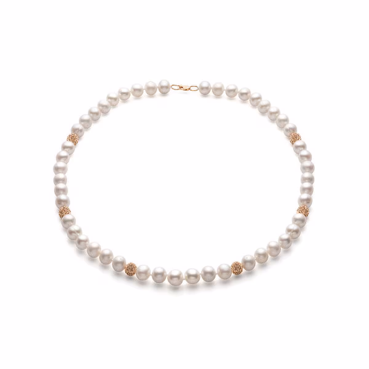 Бусы из жемчуга с золотыми вставками и кристаллами Swarovski