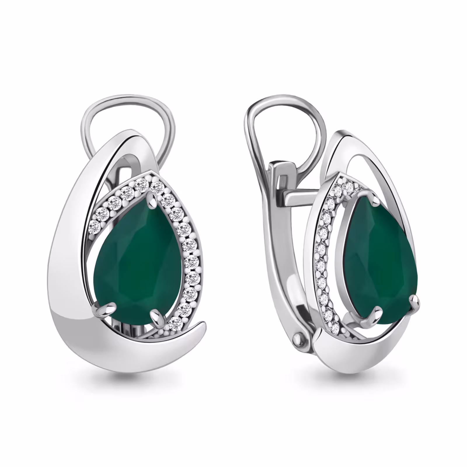 Серьги из серебра с агатами и фианитами