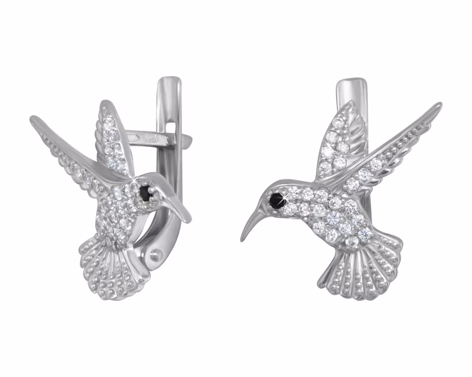 Серьги из серебра с фианитами