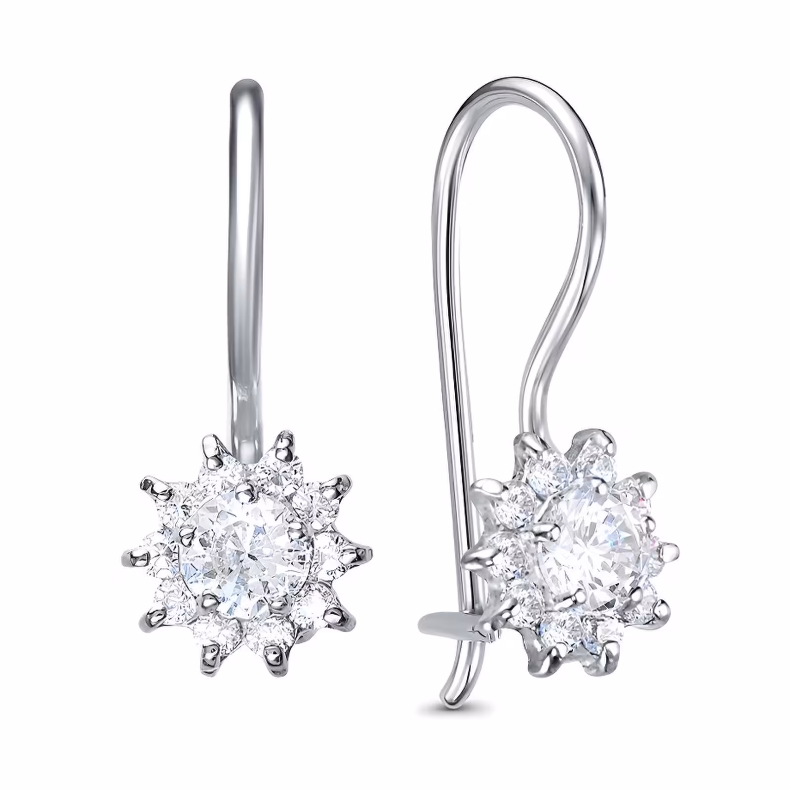 Серьги из серебра с фианитами