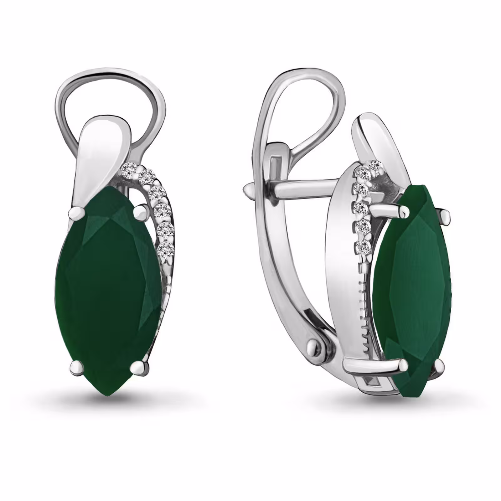 Серьги из серебра с агатами и фианитами