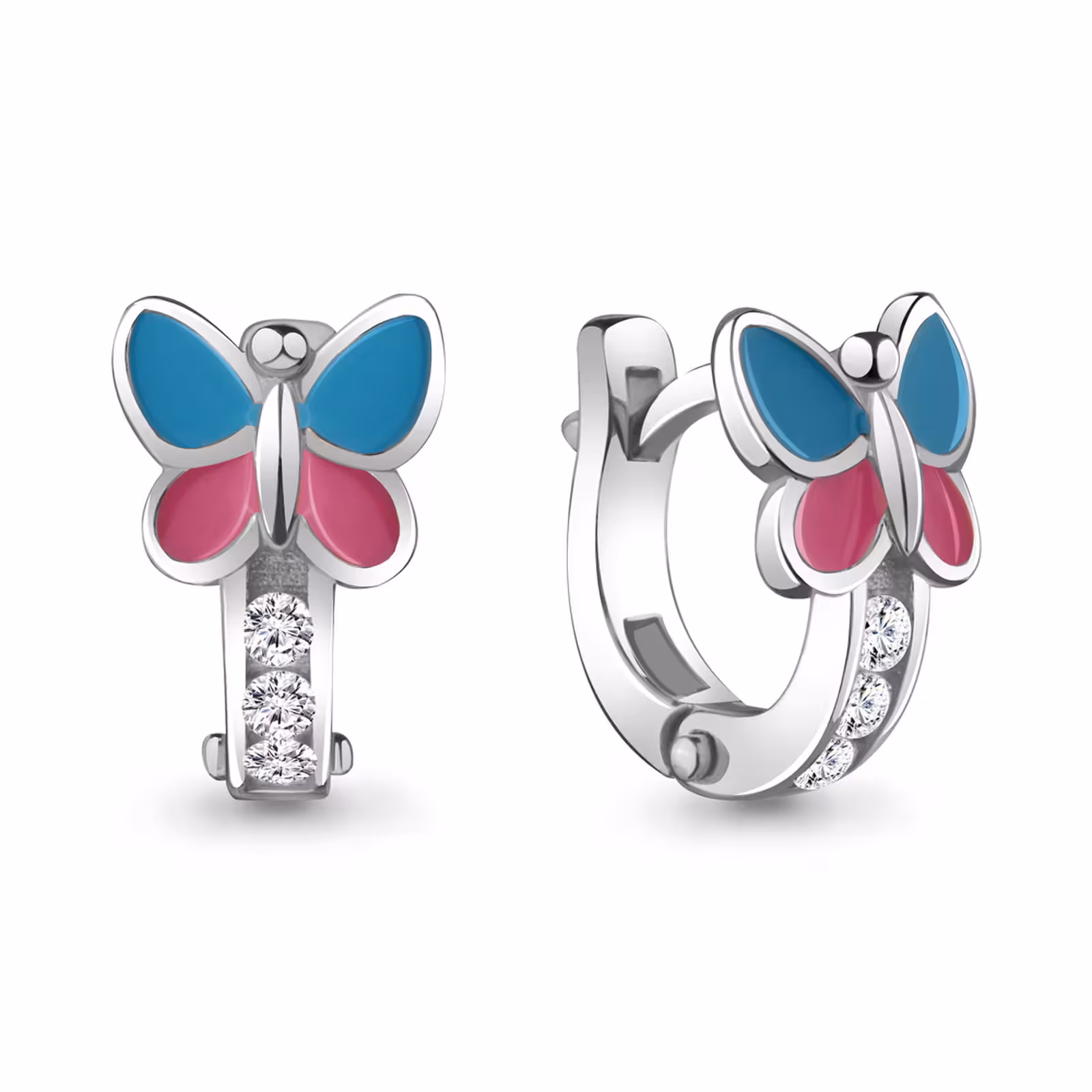 Серьги из серебра с фианитами и эмалью
