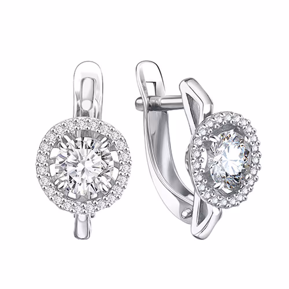 Серьги из серебра с фианитами