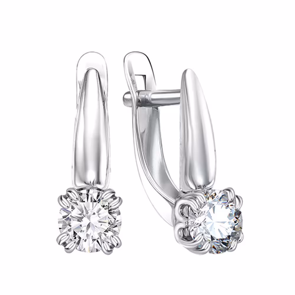 Серьги из серебра с фианитами