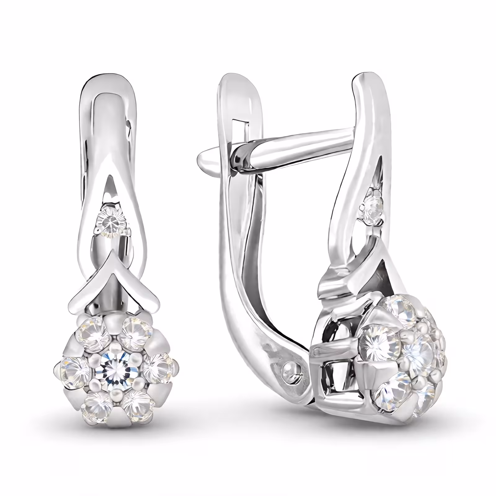 Серьги из серебра с фианитами