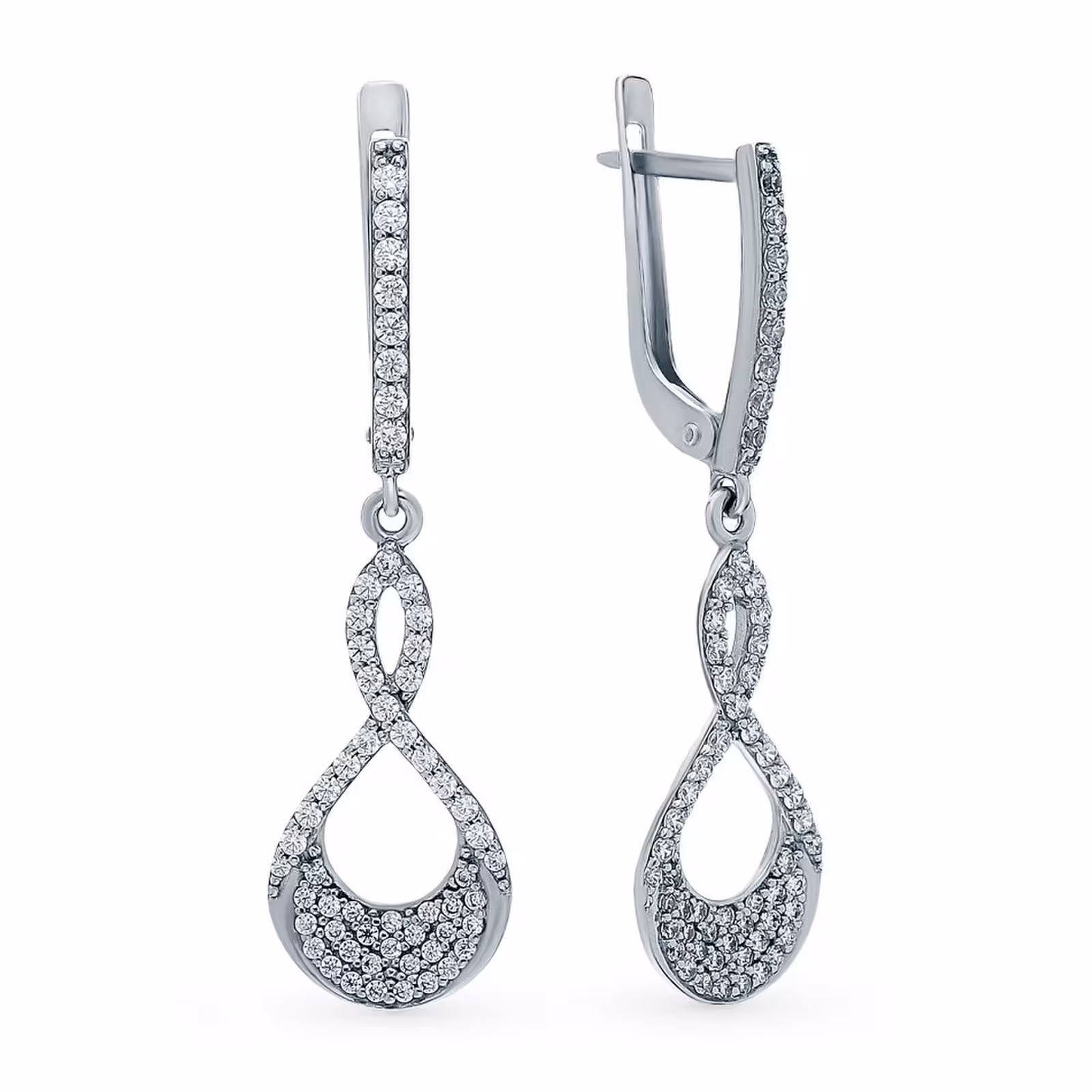 Серьги из серебра с фианитами