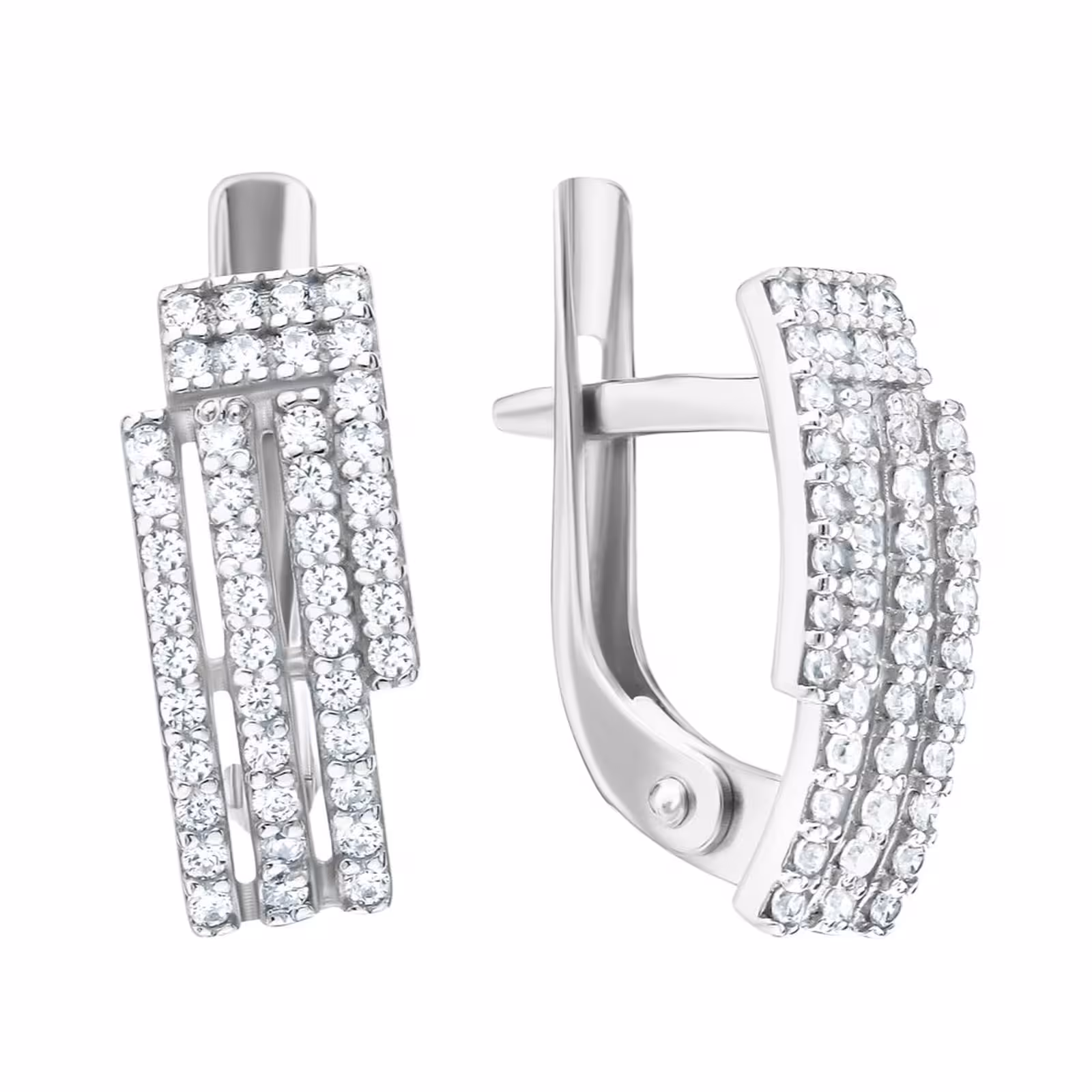 Серьги из серебра с фианитами