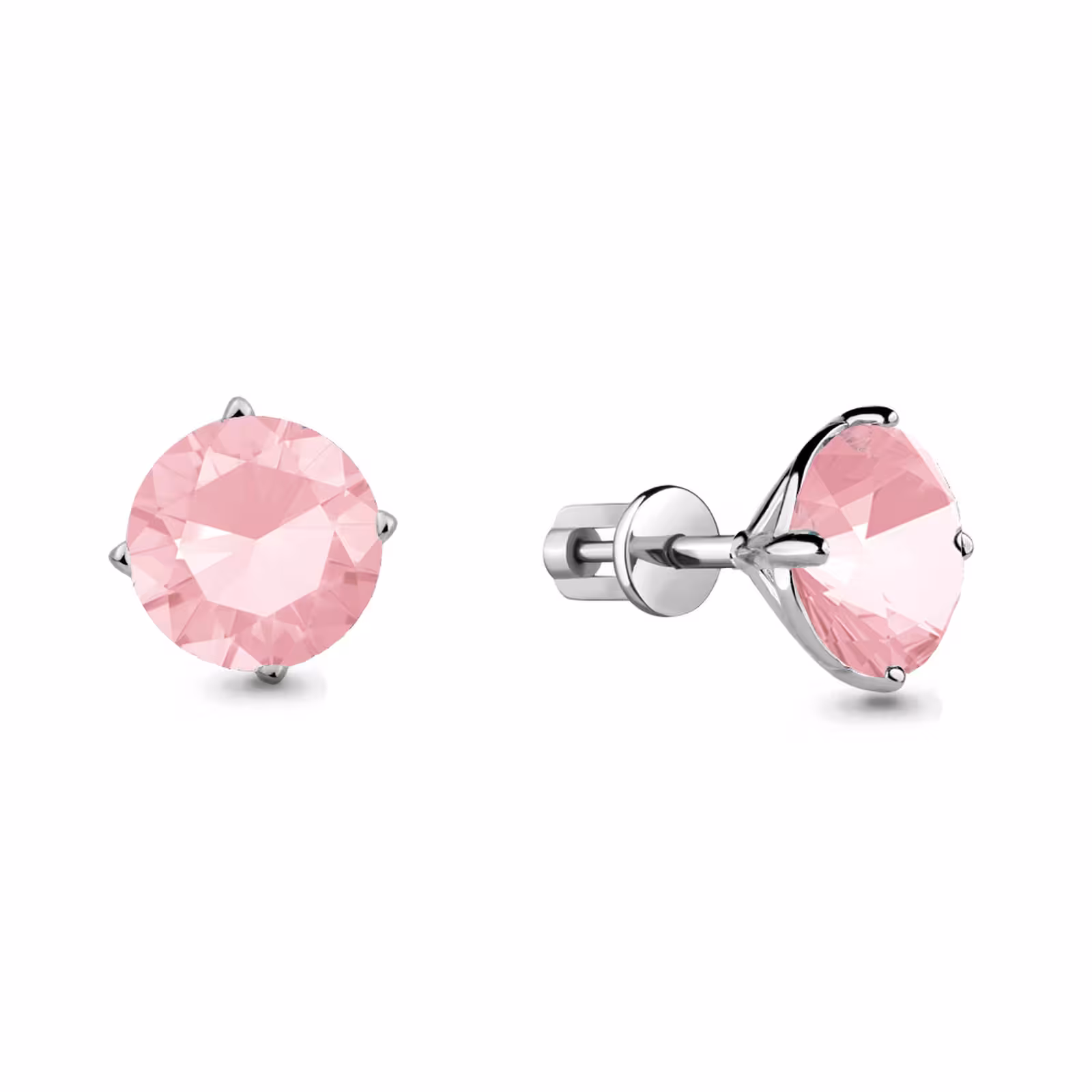 Серьги из серебра с розовыми фианитами