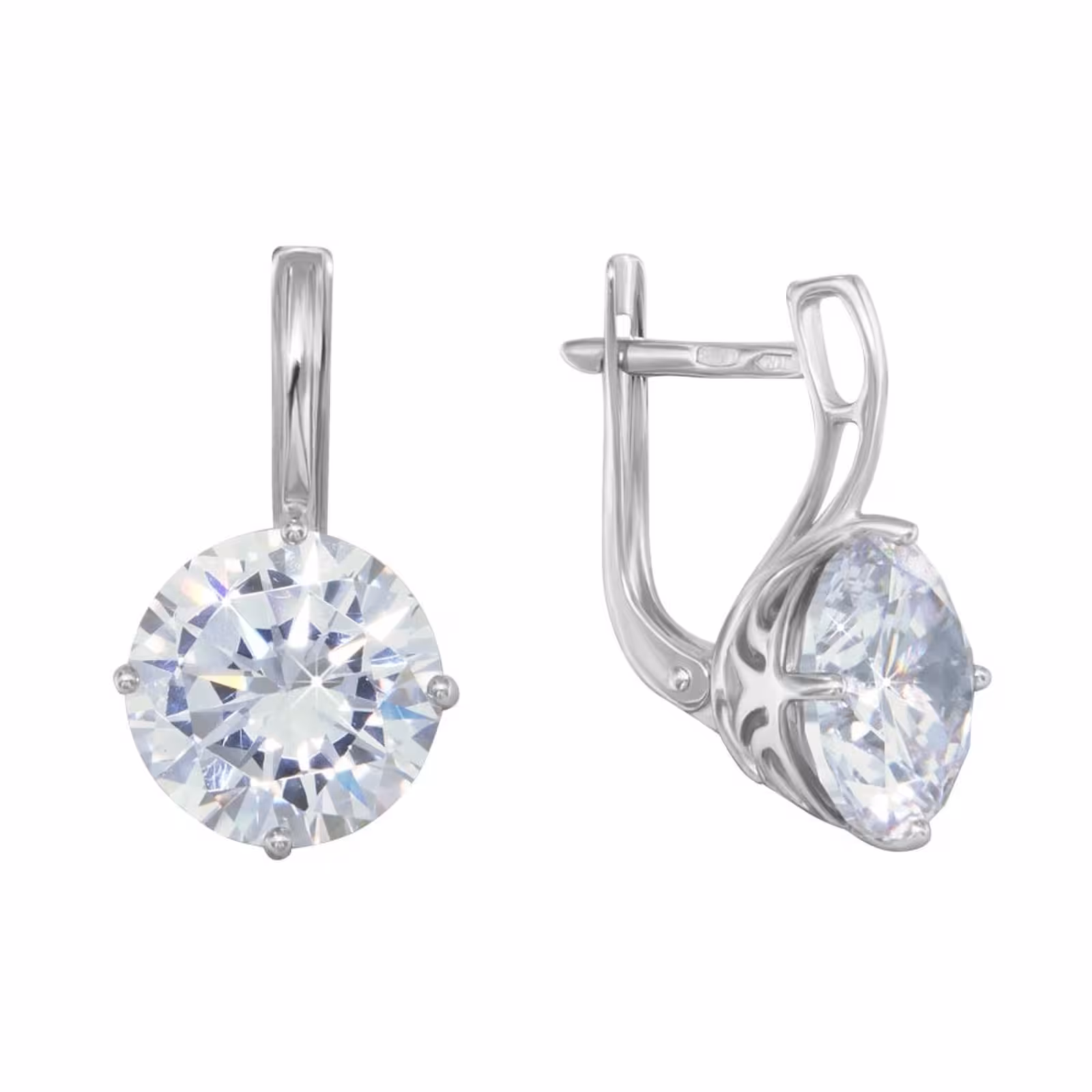 Серьги из серебра с фианитами