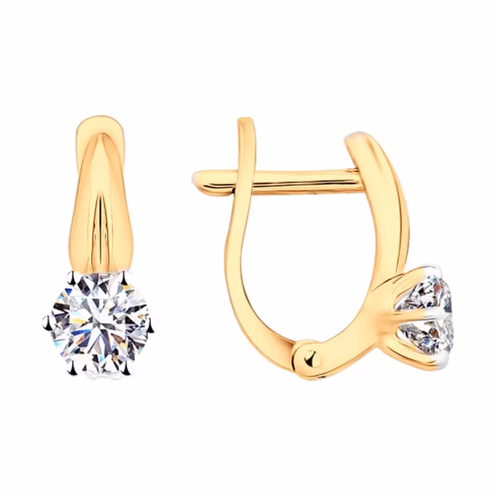 Серьги из серебра с позолотой со Swarovski Zirconia