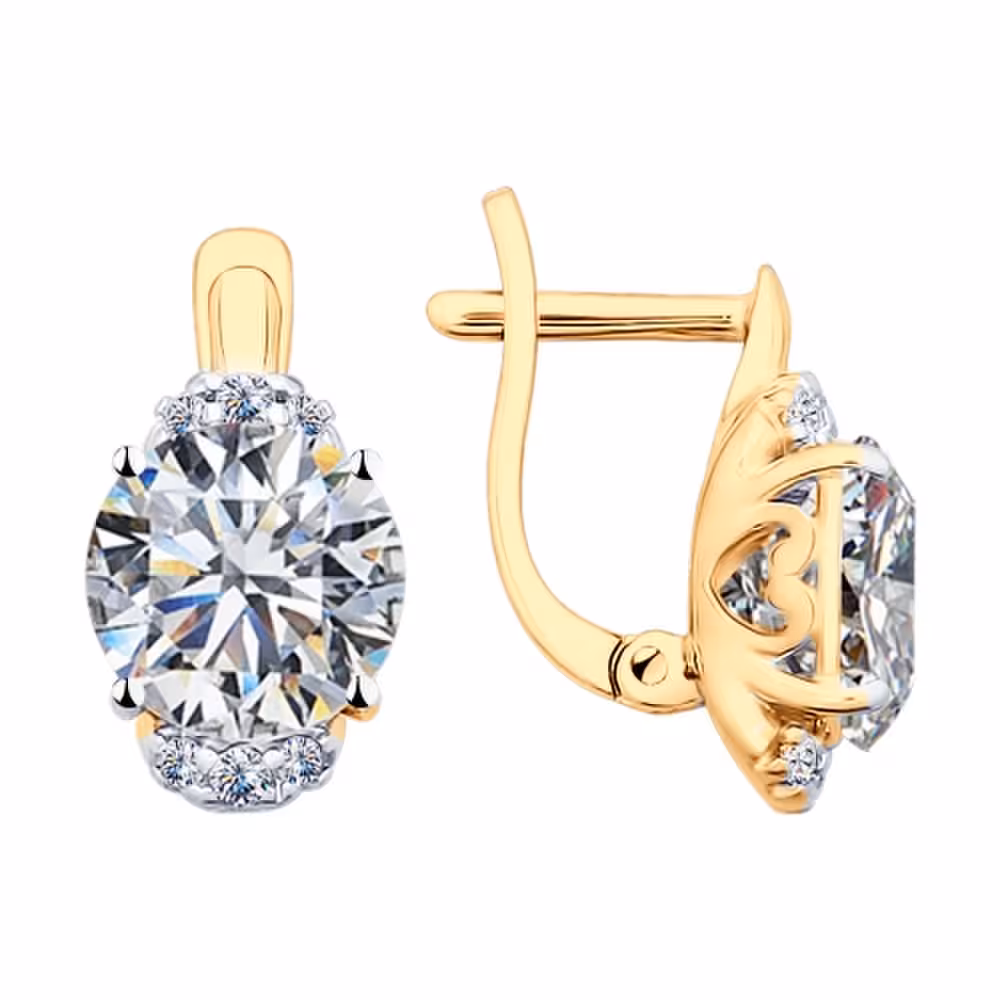 Серьги из серебра с позолотой и Swarovski Zirconia