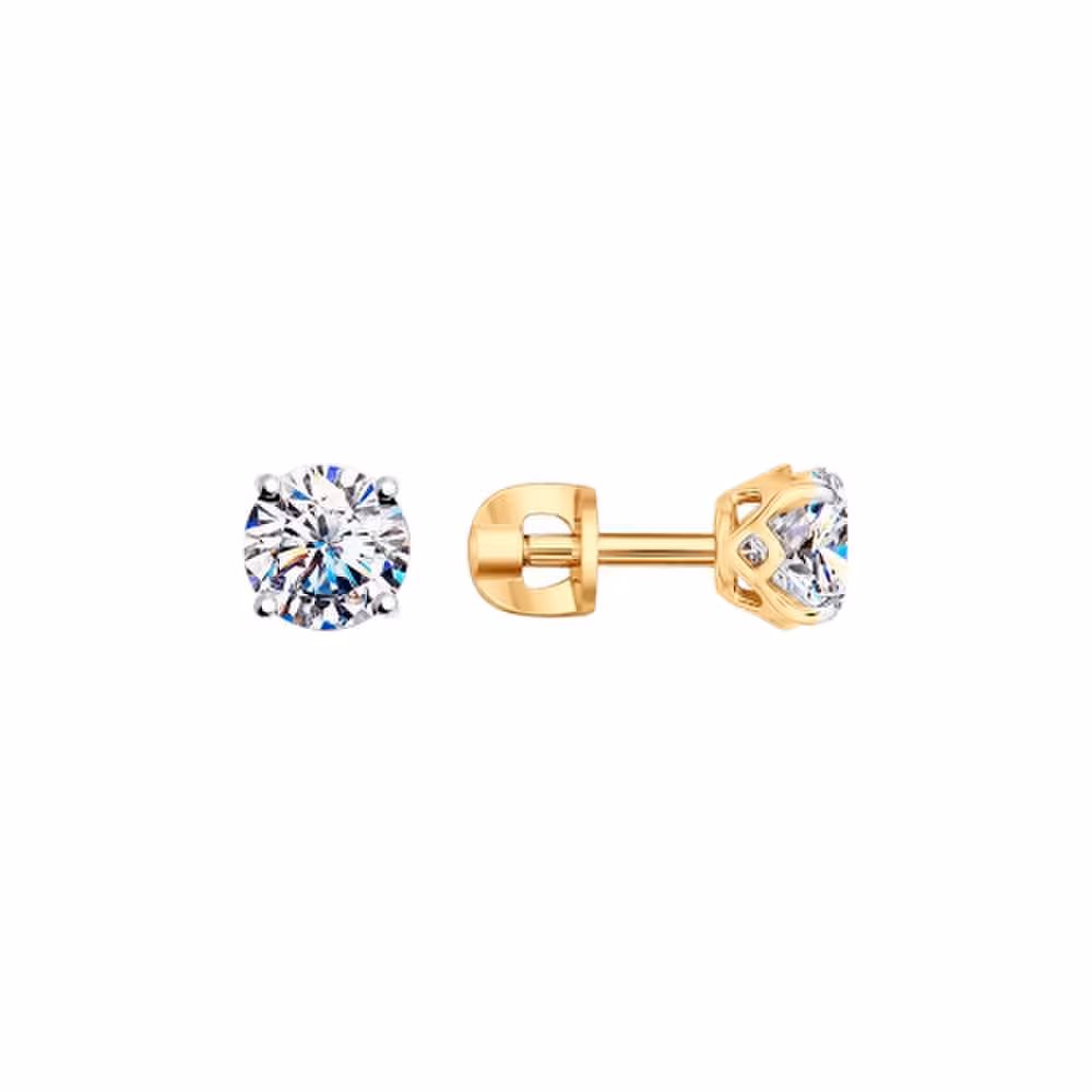 Серьги из серебра с позолотой и Swarovski Zirconia