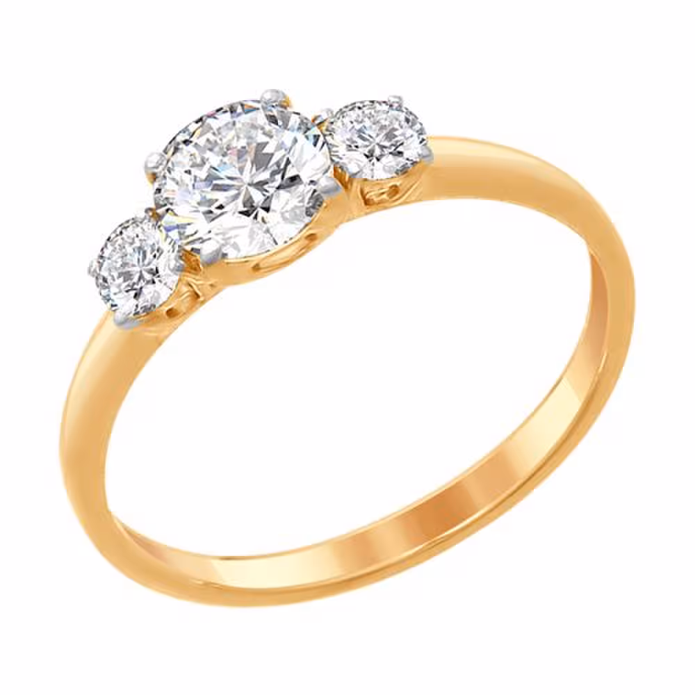 Кольцо из серебра с позолотой и Swarovski Zirconia