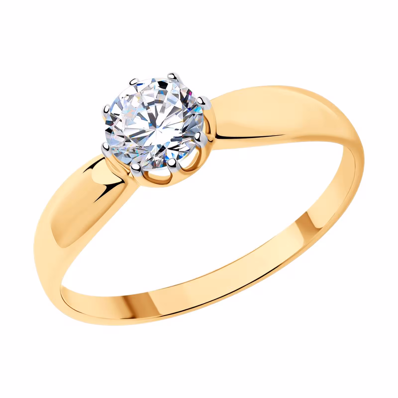 Кольцо из серебра с позолотой и фианитом Swarovski Zirconia — фото 1