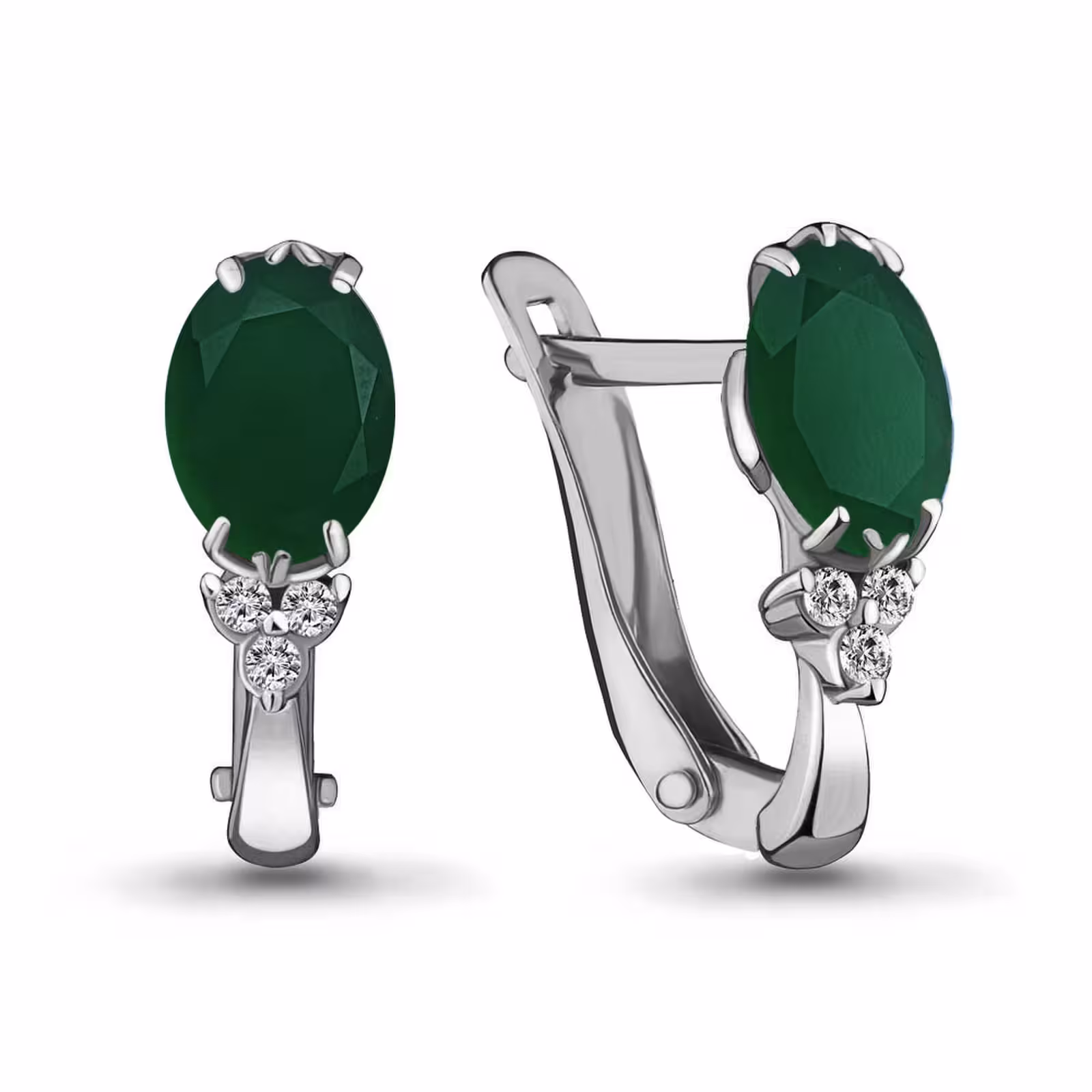 Серьги из серебра с агатами и фианитами