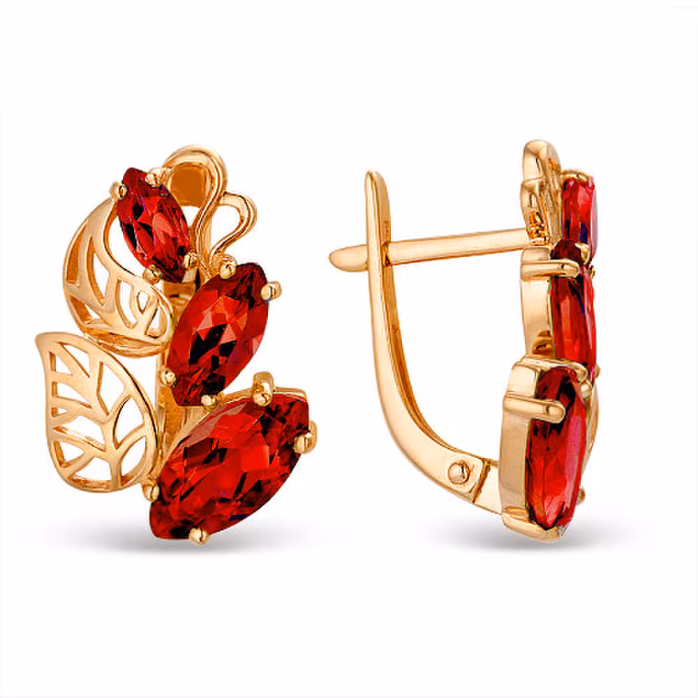 Серьги из золота с гранатами