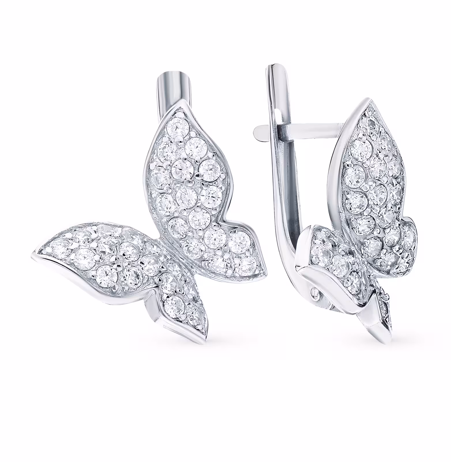 Серьги из серебра с фианитами