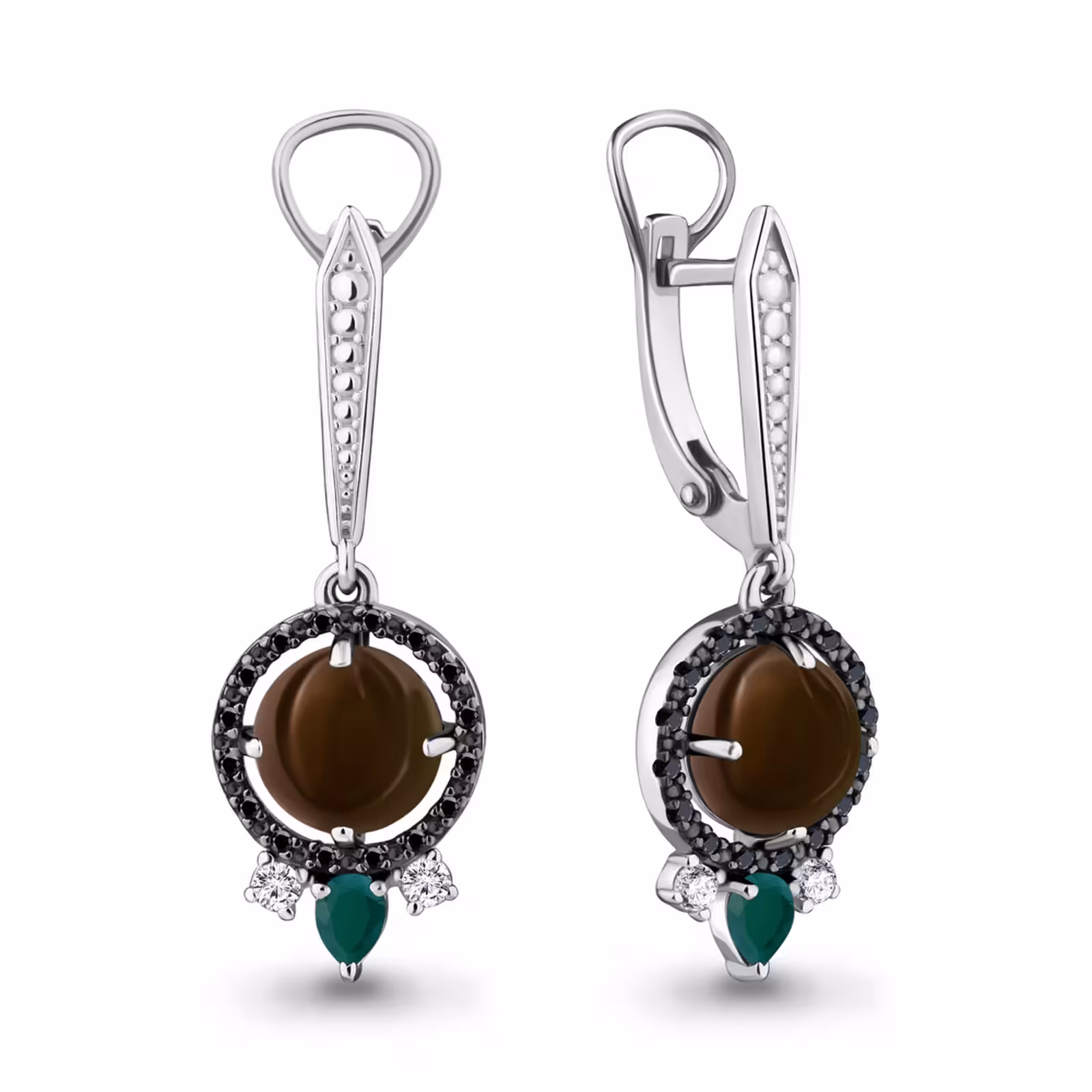 Серьги из серебра с миксом камней