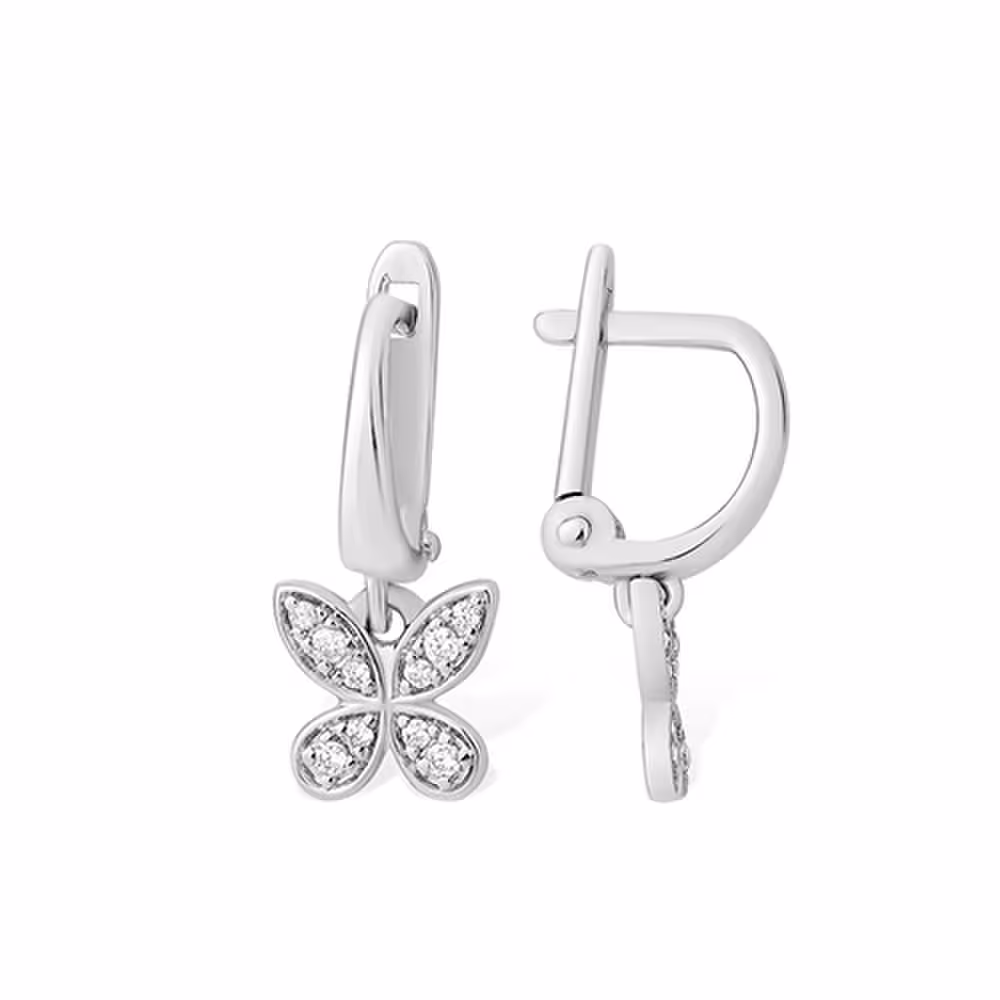 Серьги из серебра с фианитами