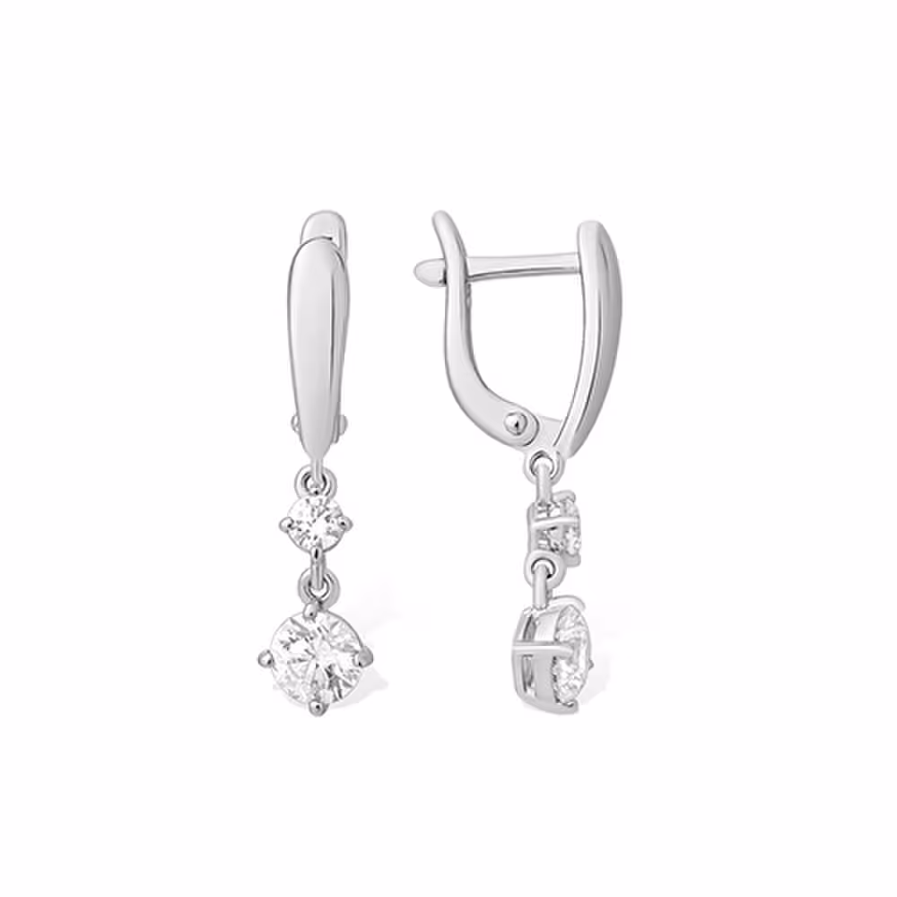 Серьги из серебра с фианитами