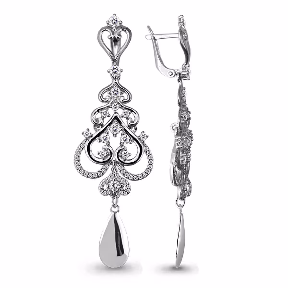 Серьги из серебра с фианитами