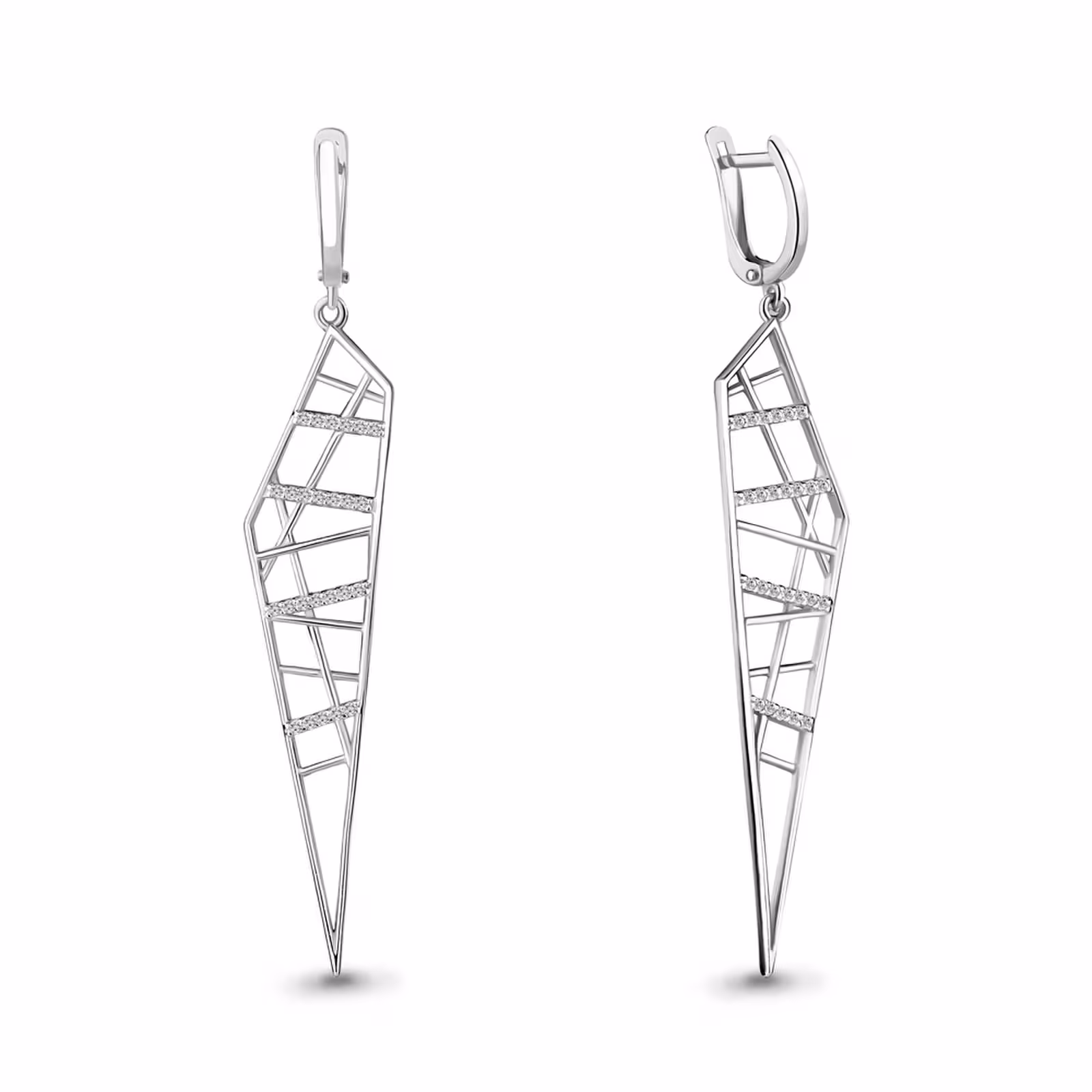 Серьги из серебра с фианитами