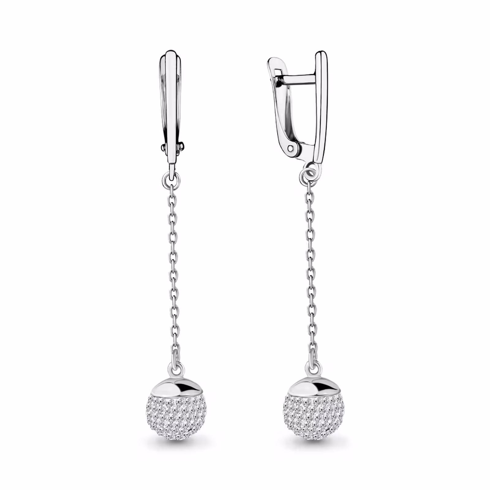 Серьги из серебра с фианитами