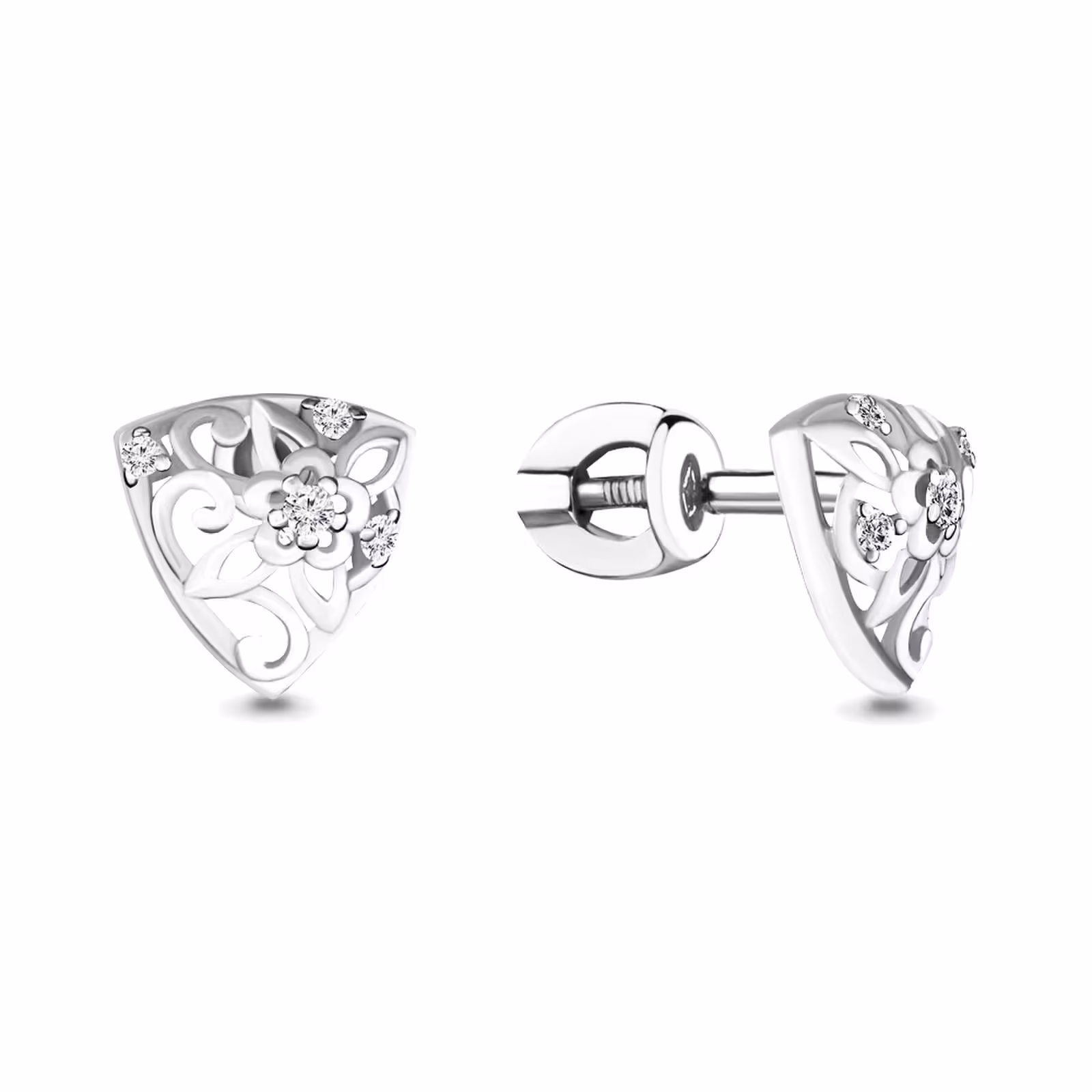 Серьги из серебра с фианитами