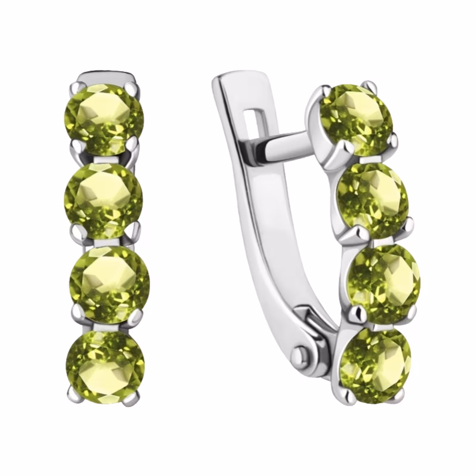 Серьги из серебра с хризолитами