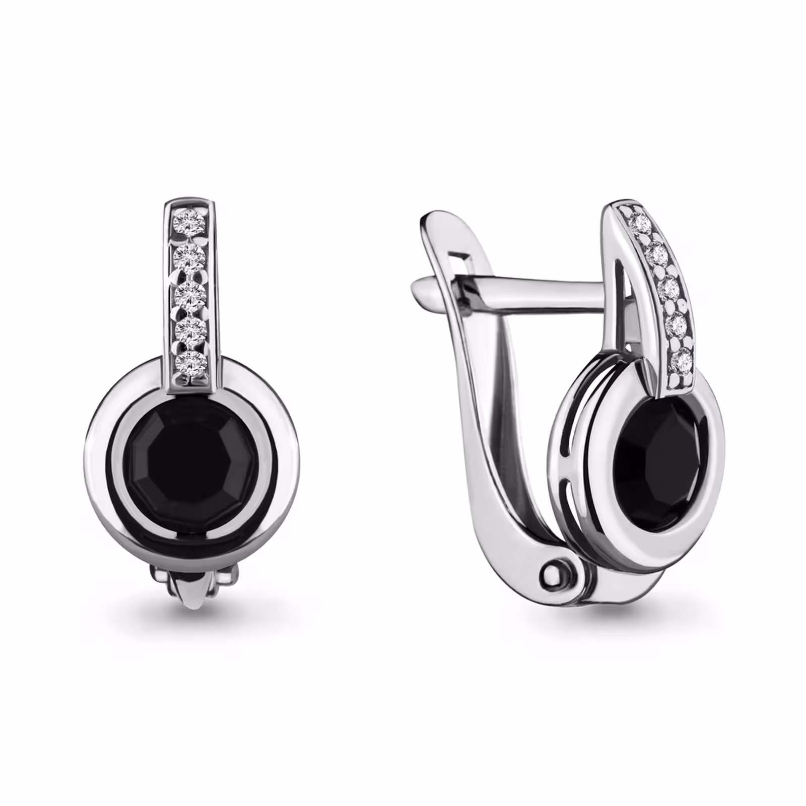 Серьги из серебра с ювелирным стеклом и фианитами
