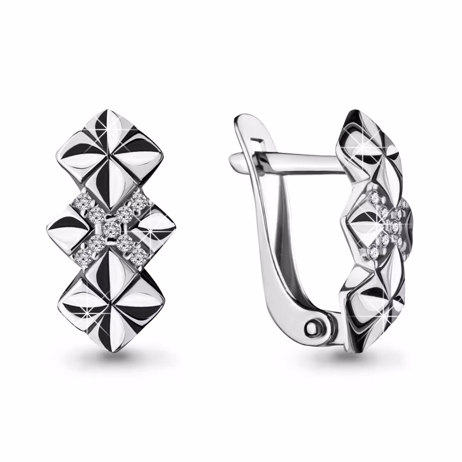 Серьги из серебра с фианитами