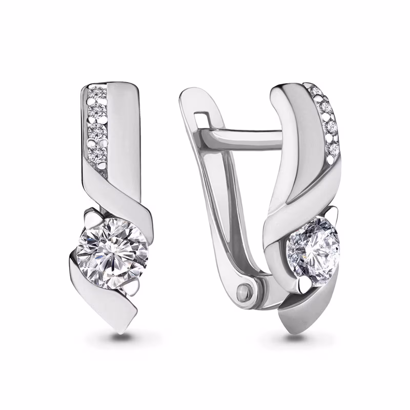 Серьги из серебра с фианитами