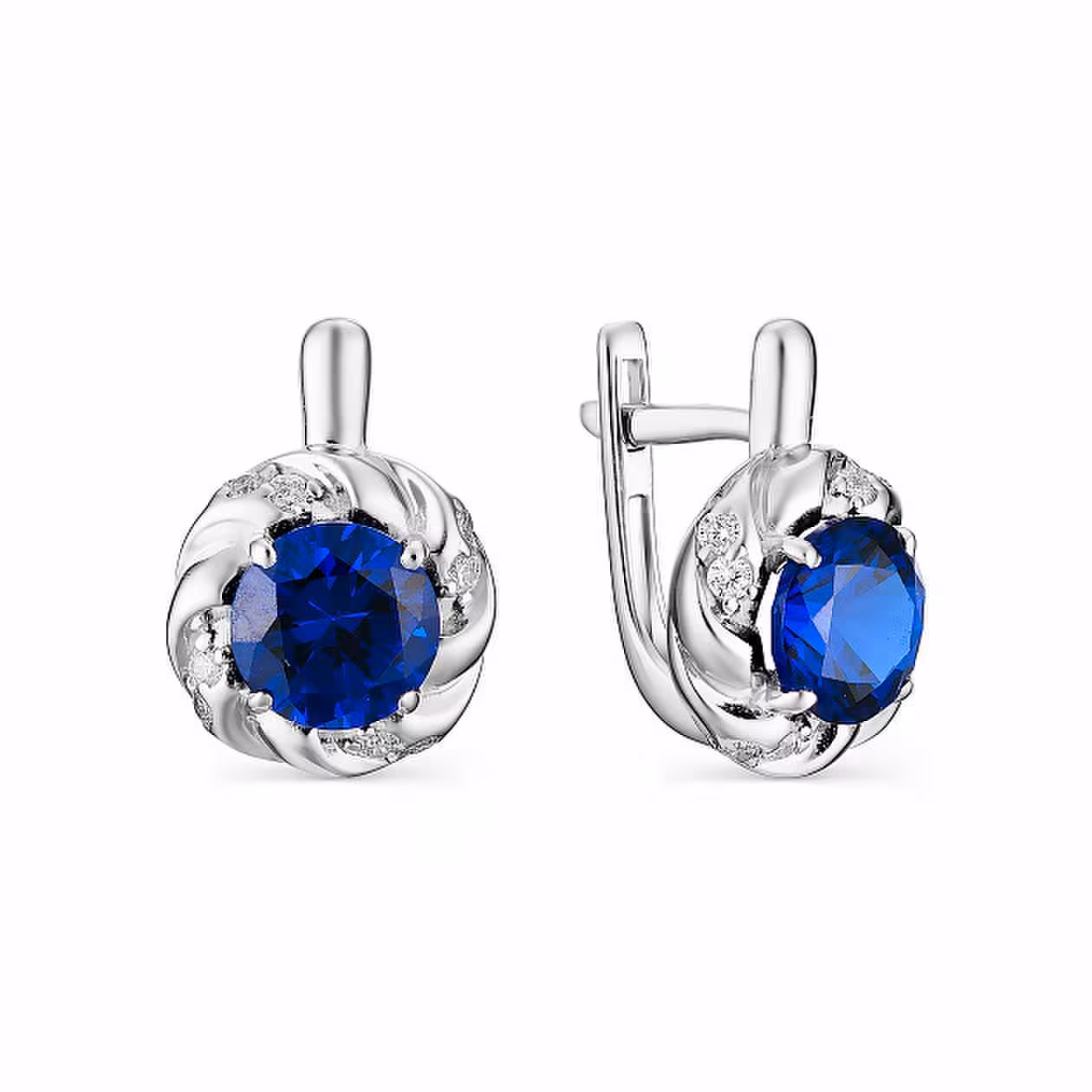 Серьги из серебра с фианитами и шпинелью