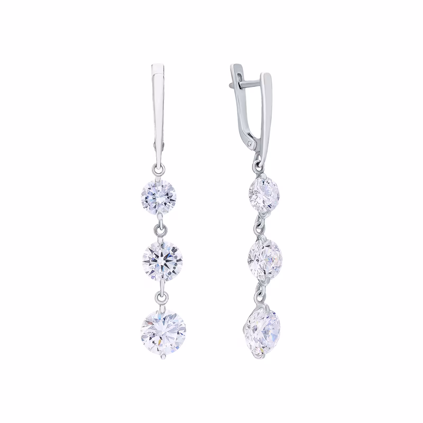 Серьги из серебра с фианитами