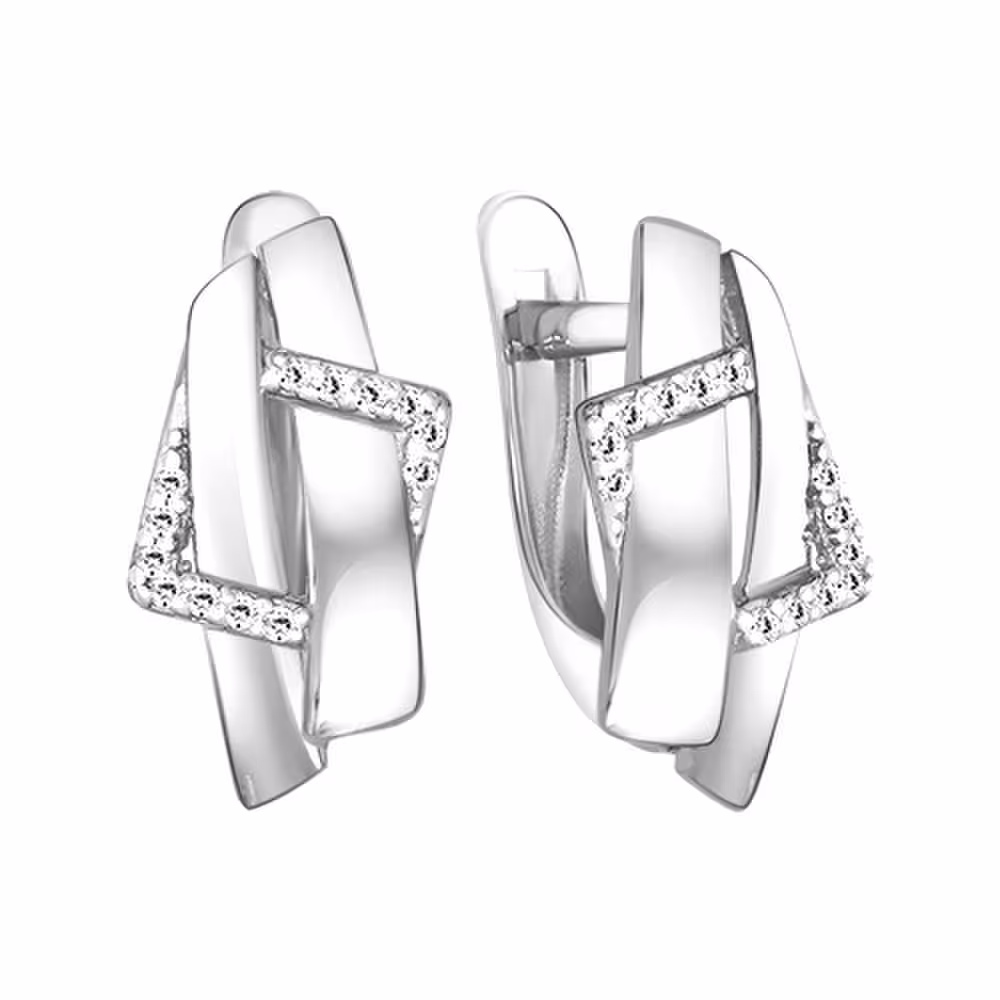 Серьги из серебра с фианитами