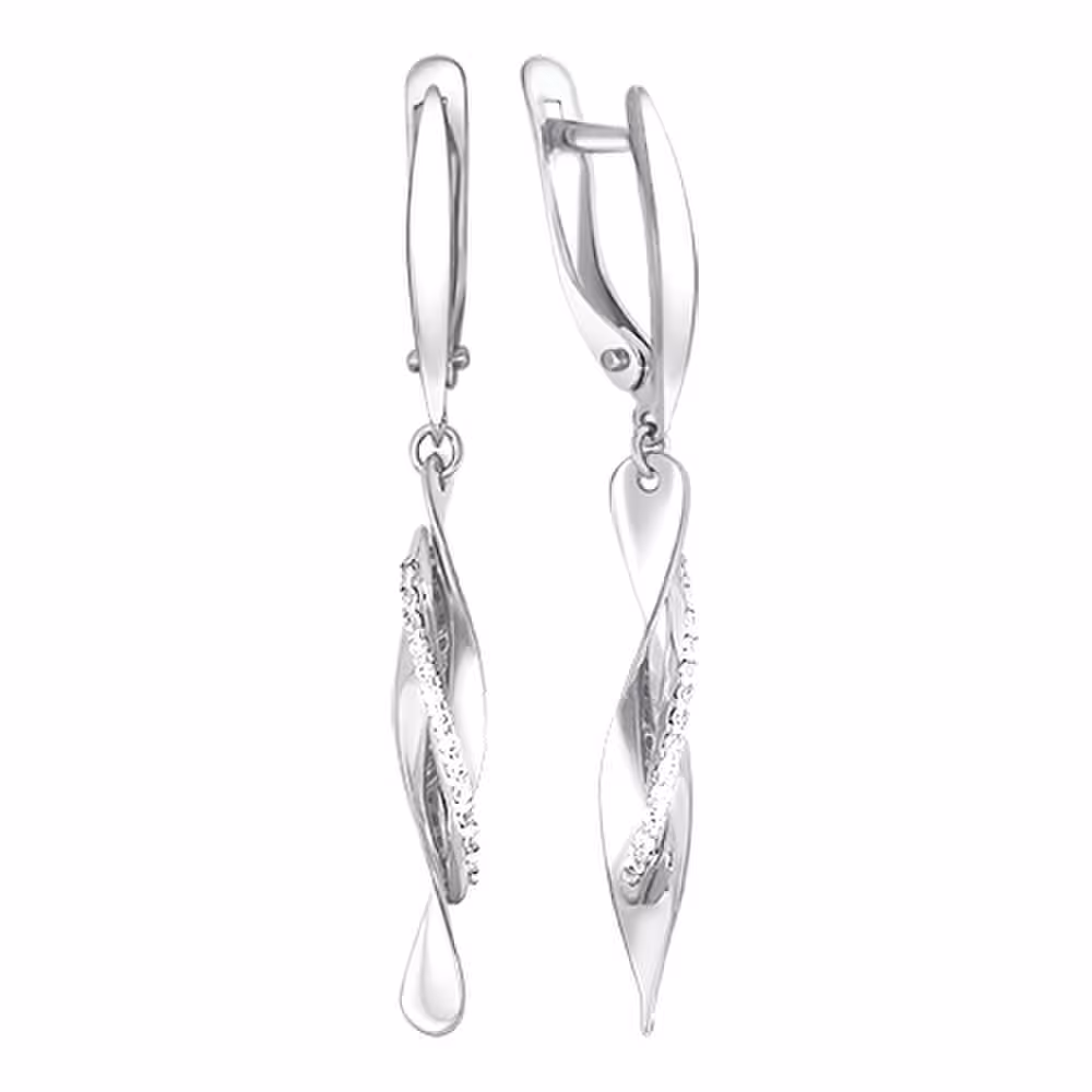 Серьги из серебра с фианитами