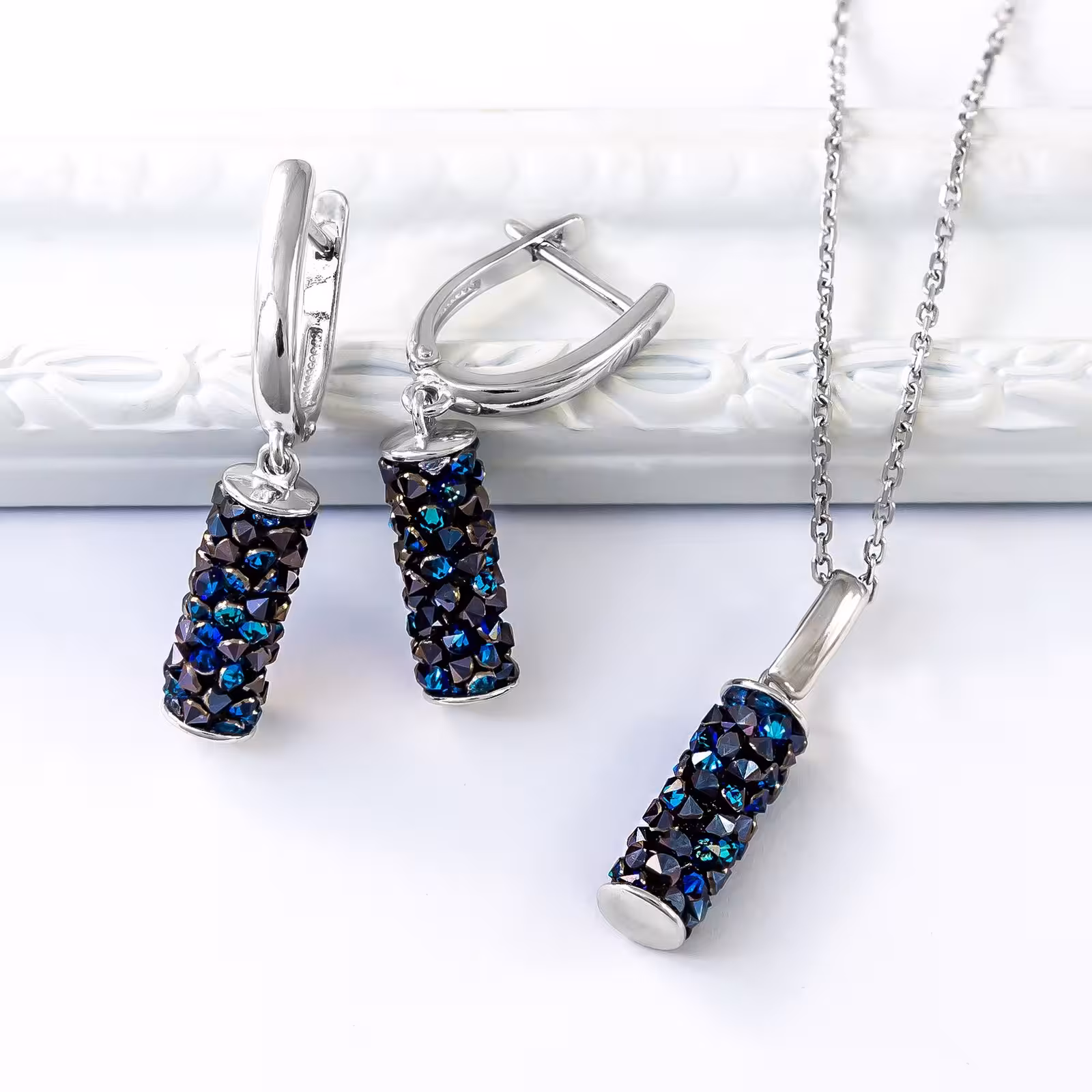 Подвеска из серебра с синими кристаллами Swarovski — фото 2